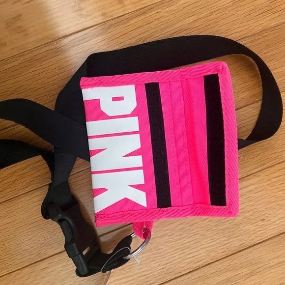 PINK Victoria's Secret Bright Pink ID Holder with Black Lanyard - Picture 3 of 5